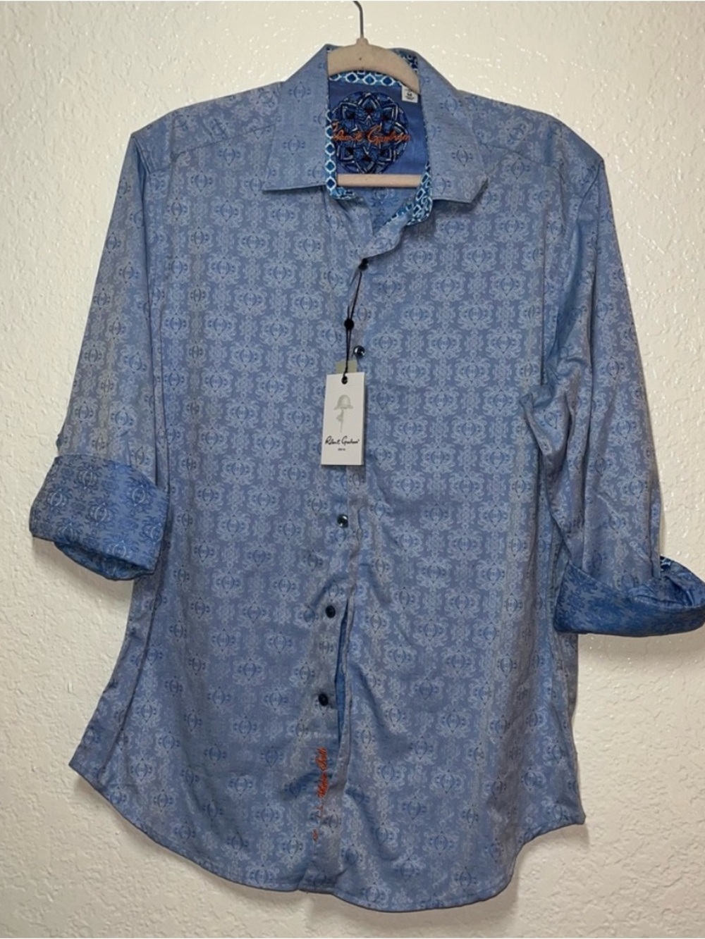 Robert Graham Shirt Button Down Long Sleeve Blue mens Medium NWT Egyptian Cotton